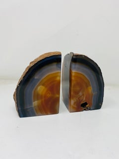 Pair of Striking Polished Agate Geode Bookends