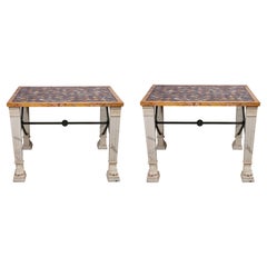 Vintage Pair of Striking, Specimen Marble Tables