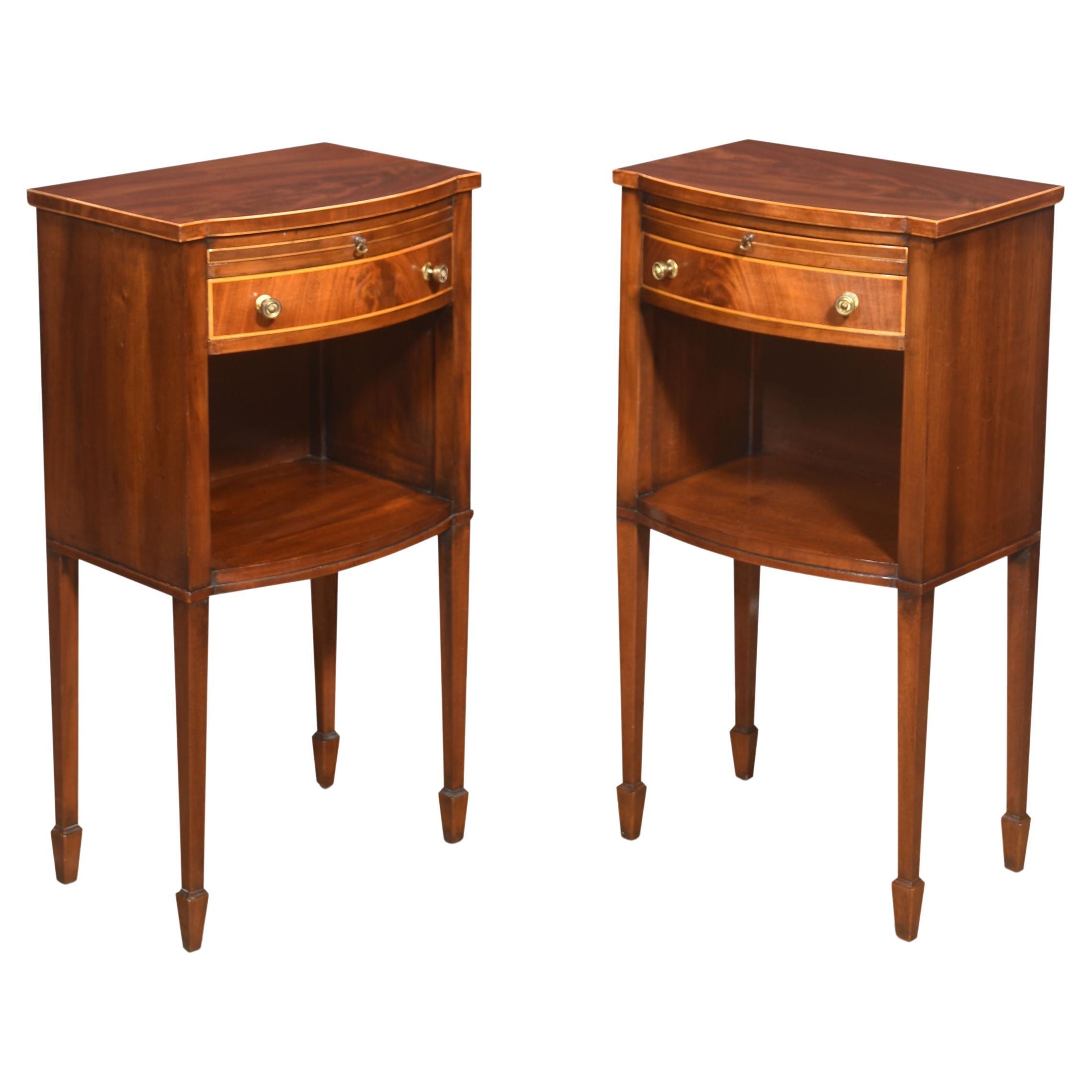 Pair of string inlaid bedside table
