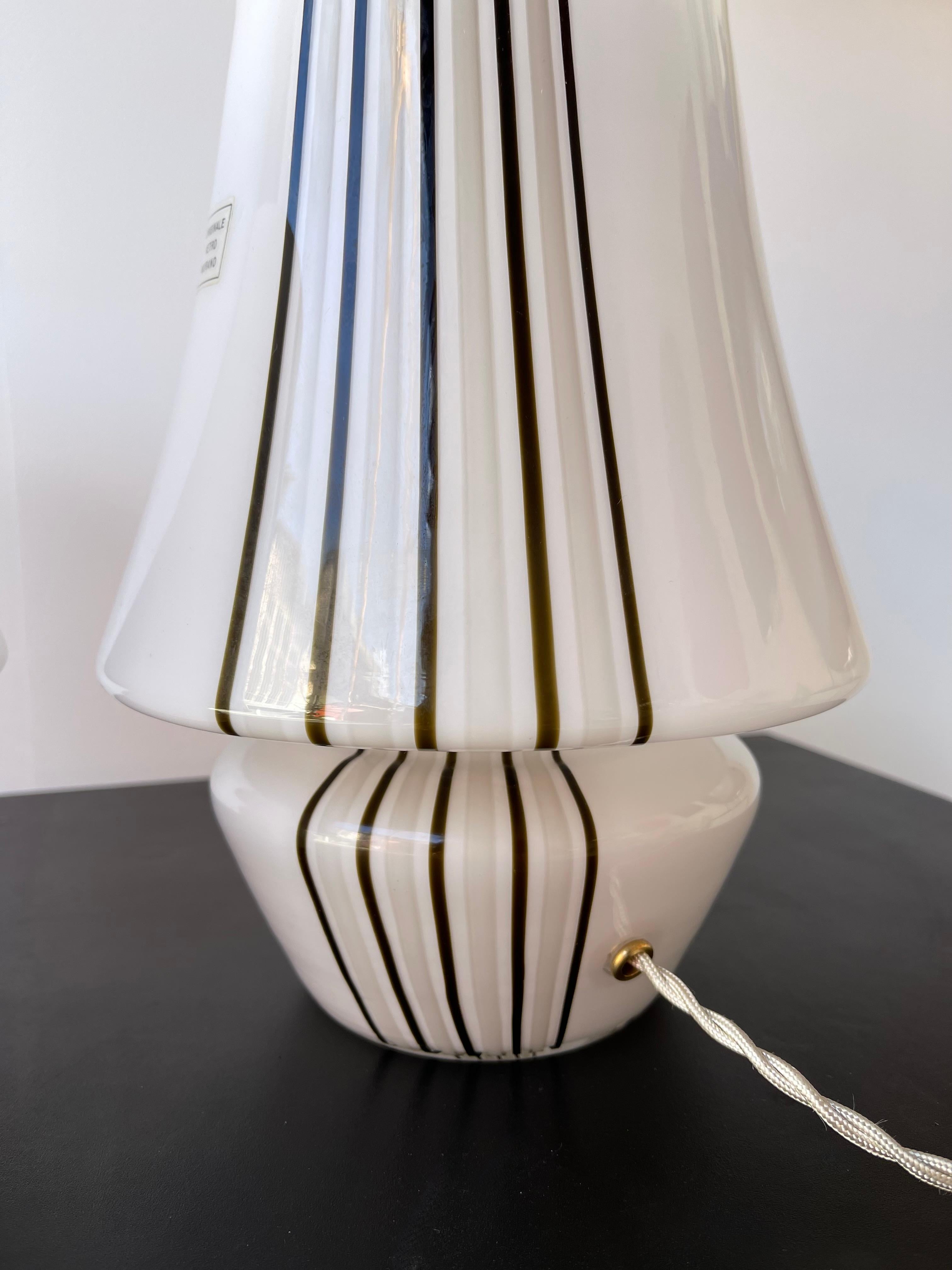 Pair of Stripe Murano Glass Lamps, Italy, 1970s For Sale 4