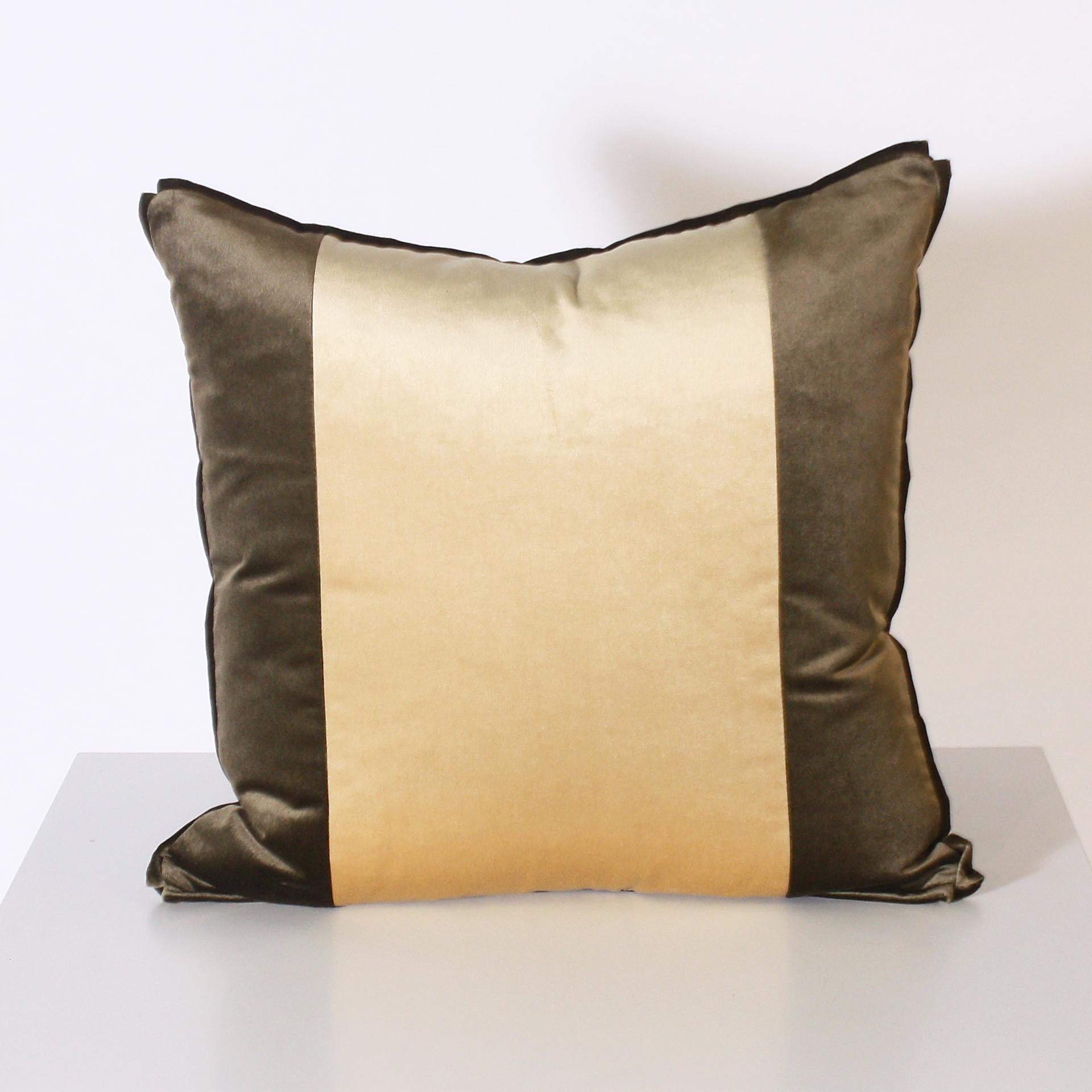 Contemporary Pair of Stripe Pillows Upholstered in Kravet Velvet