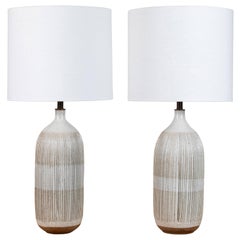 Pair of Striped Bottle Lamps by Mt. Washington for Lawson-Fenning