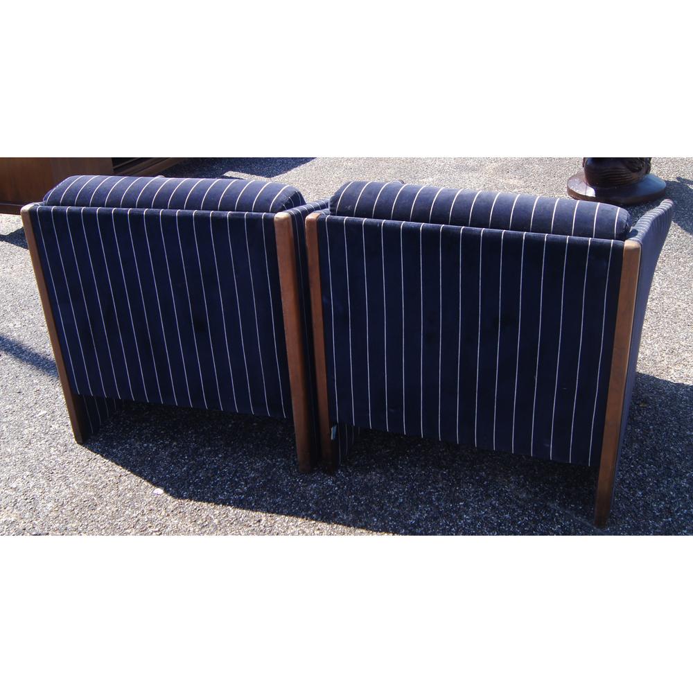 American Pair Of Striped Brayton Lounge Chairs