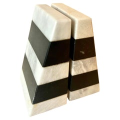 Pair of Striped Carrera Marble Bookends 