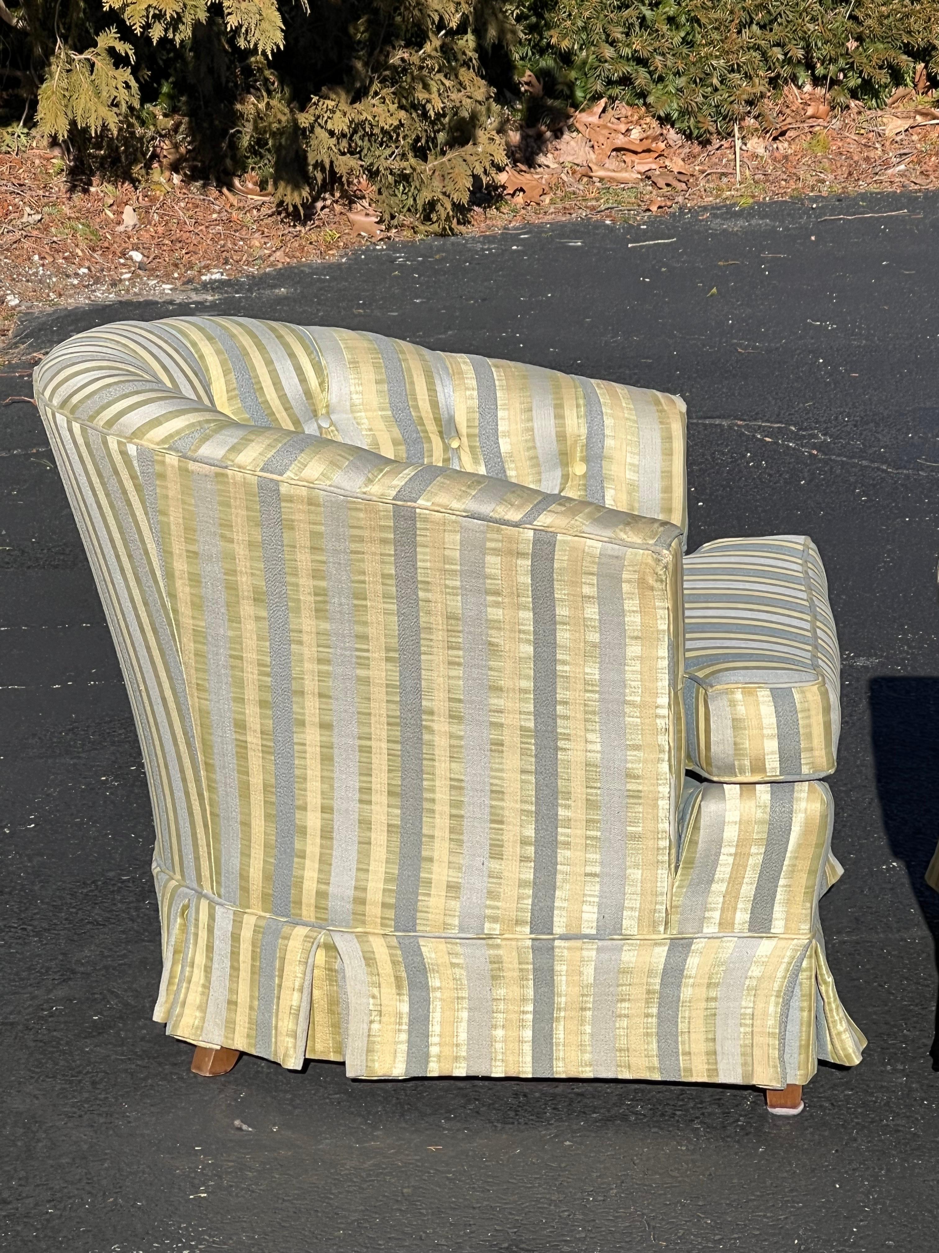 Pair of Striped Cube Club Chairs 2