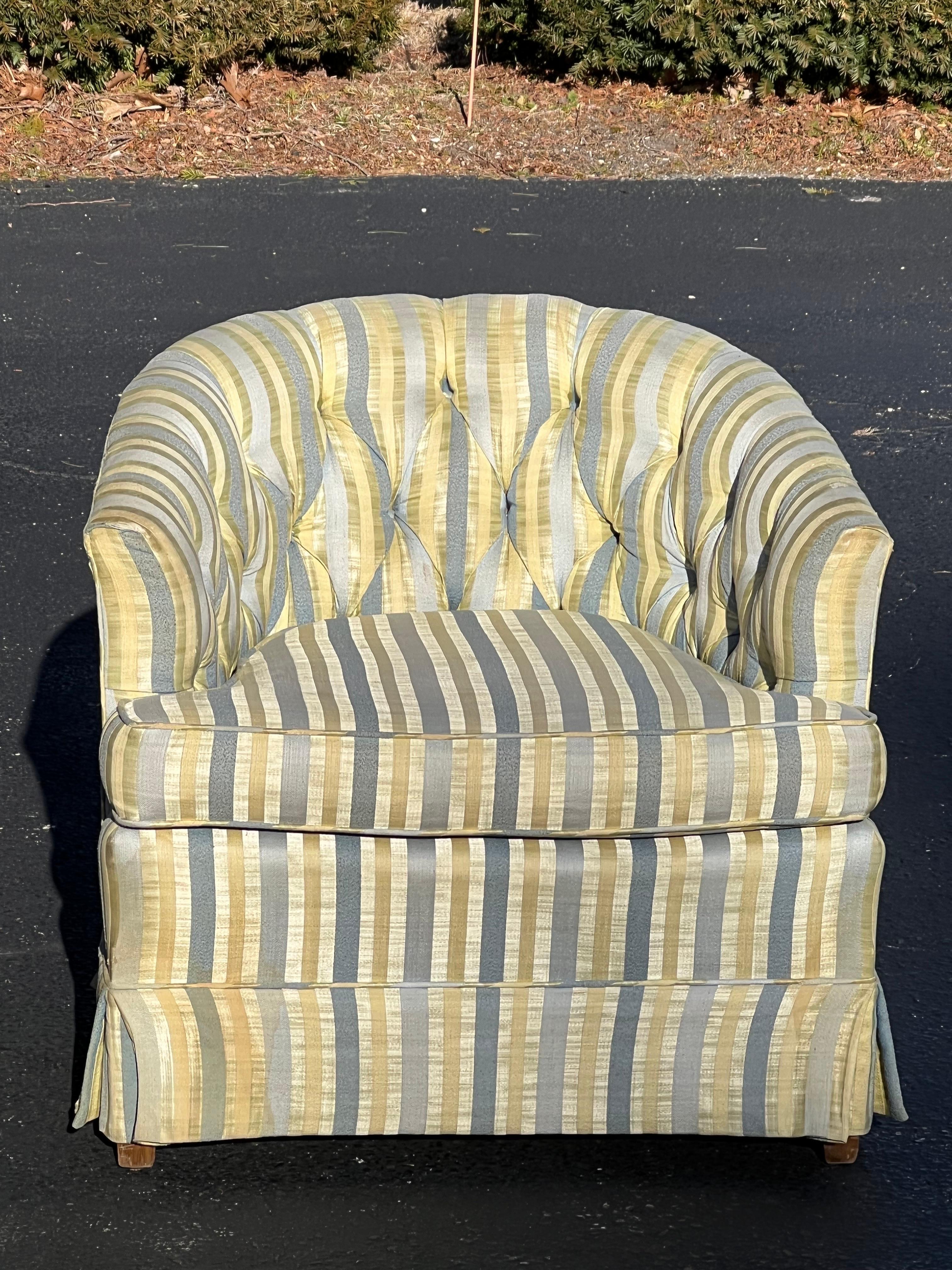 Pair of Striped Cube Club Chairs 3
