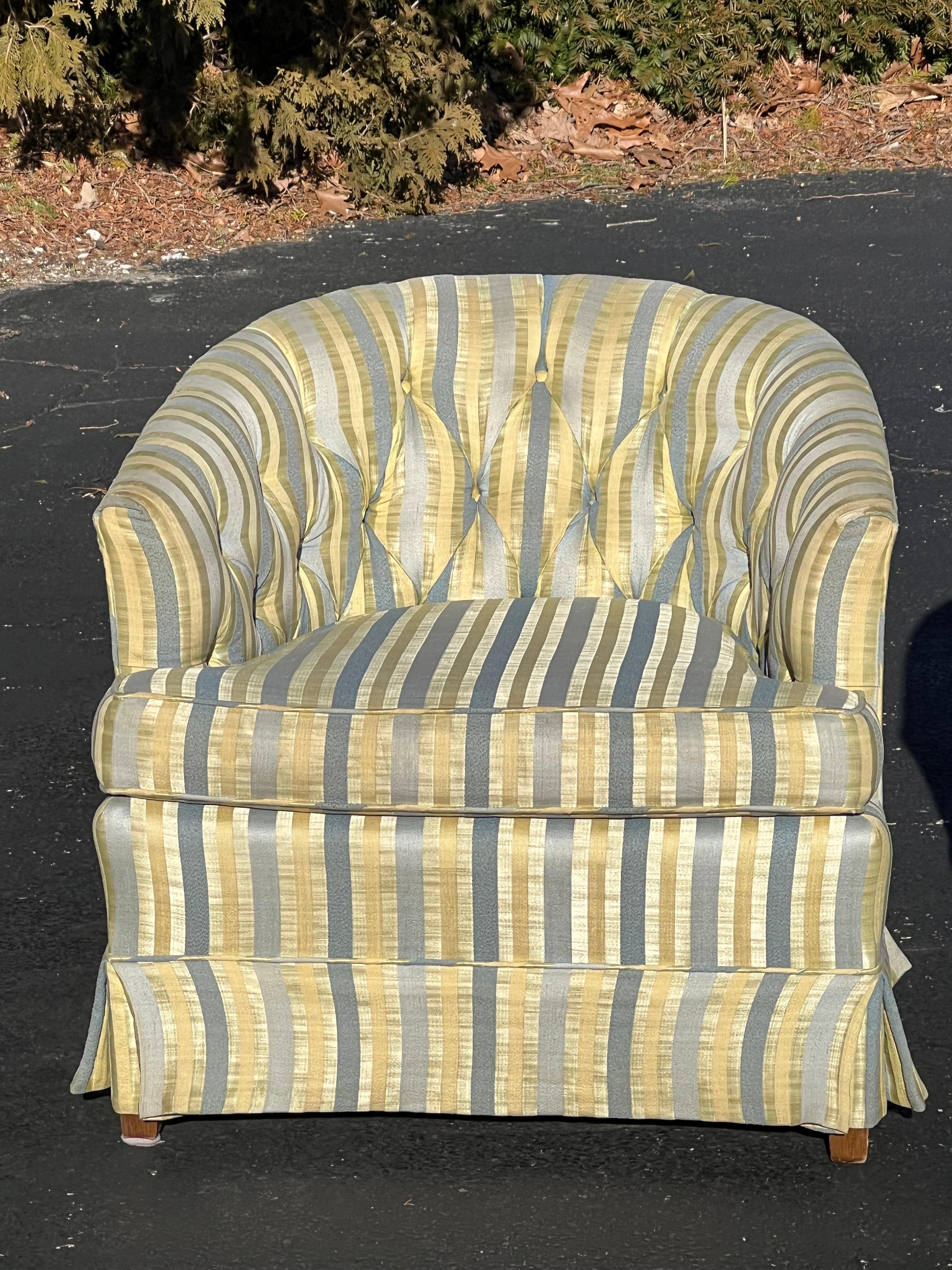 Pair of Striped Cube Club Chairs 4