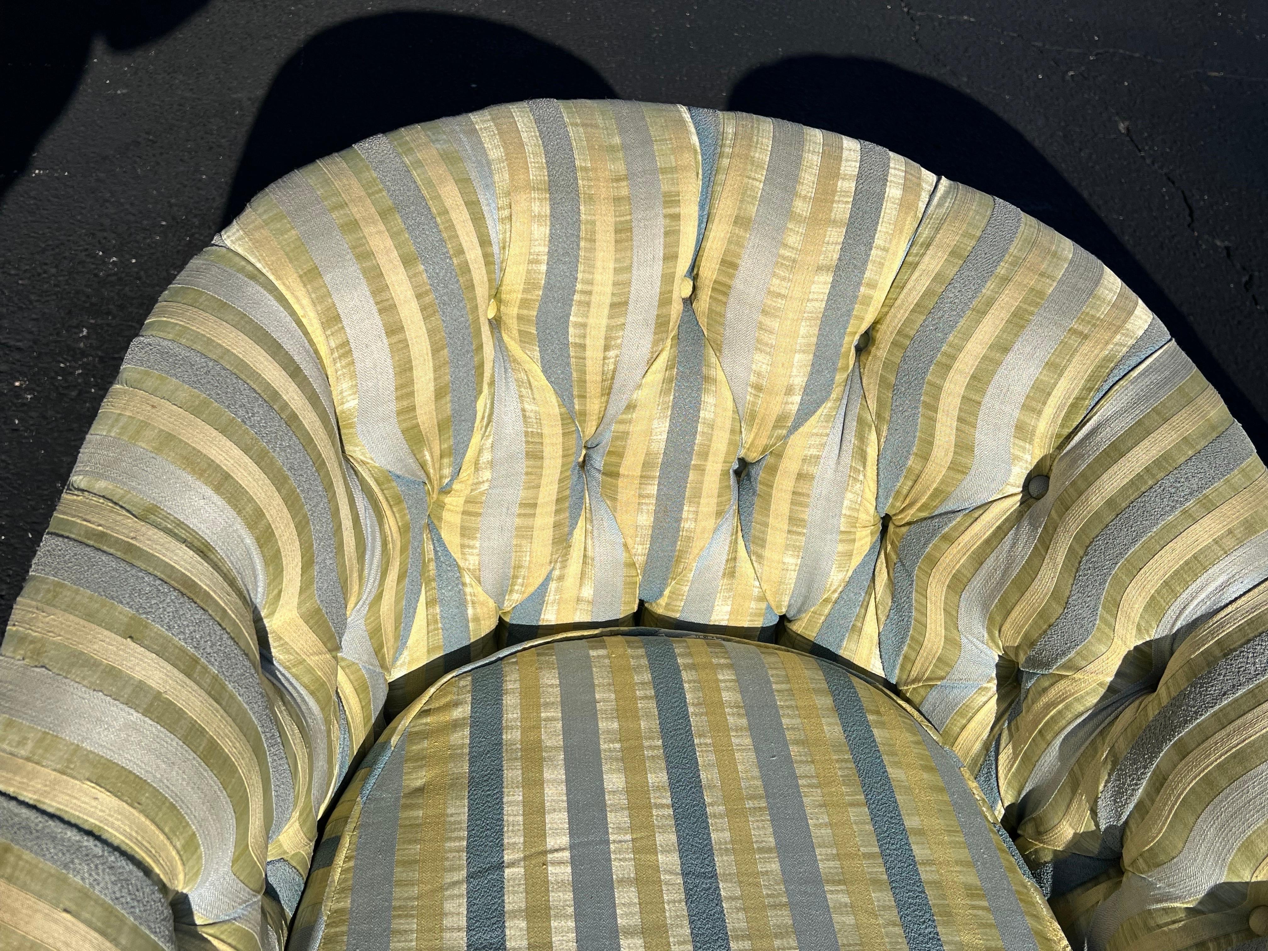Pair of Striped Cube Club Chairs 6