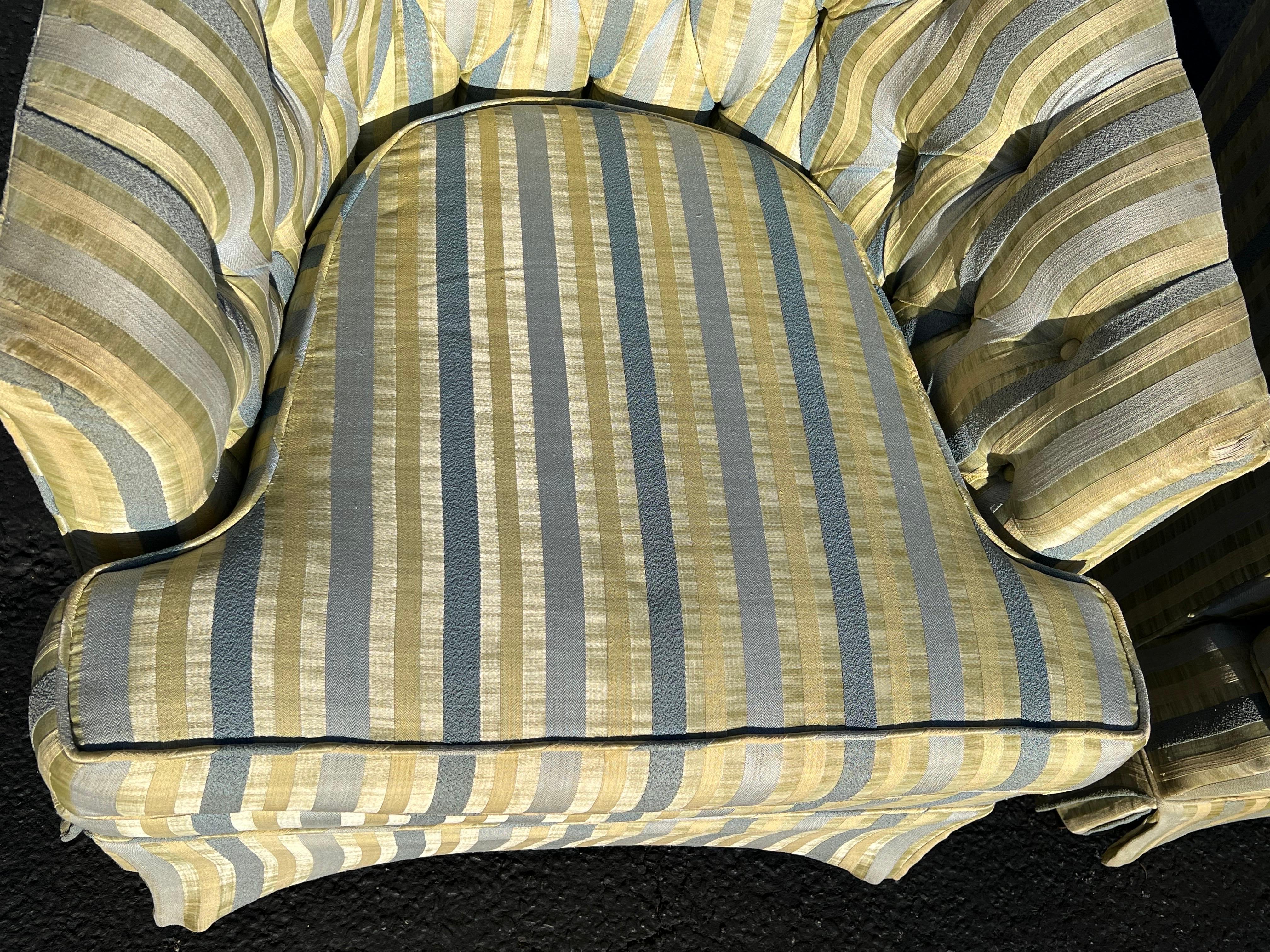 Pair of Striped Cube Club Chairs 7