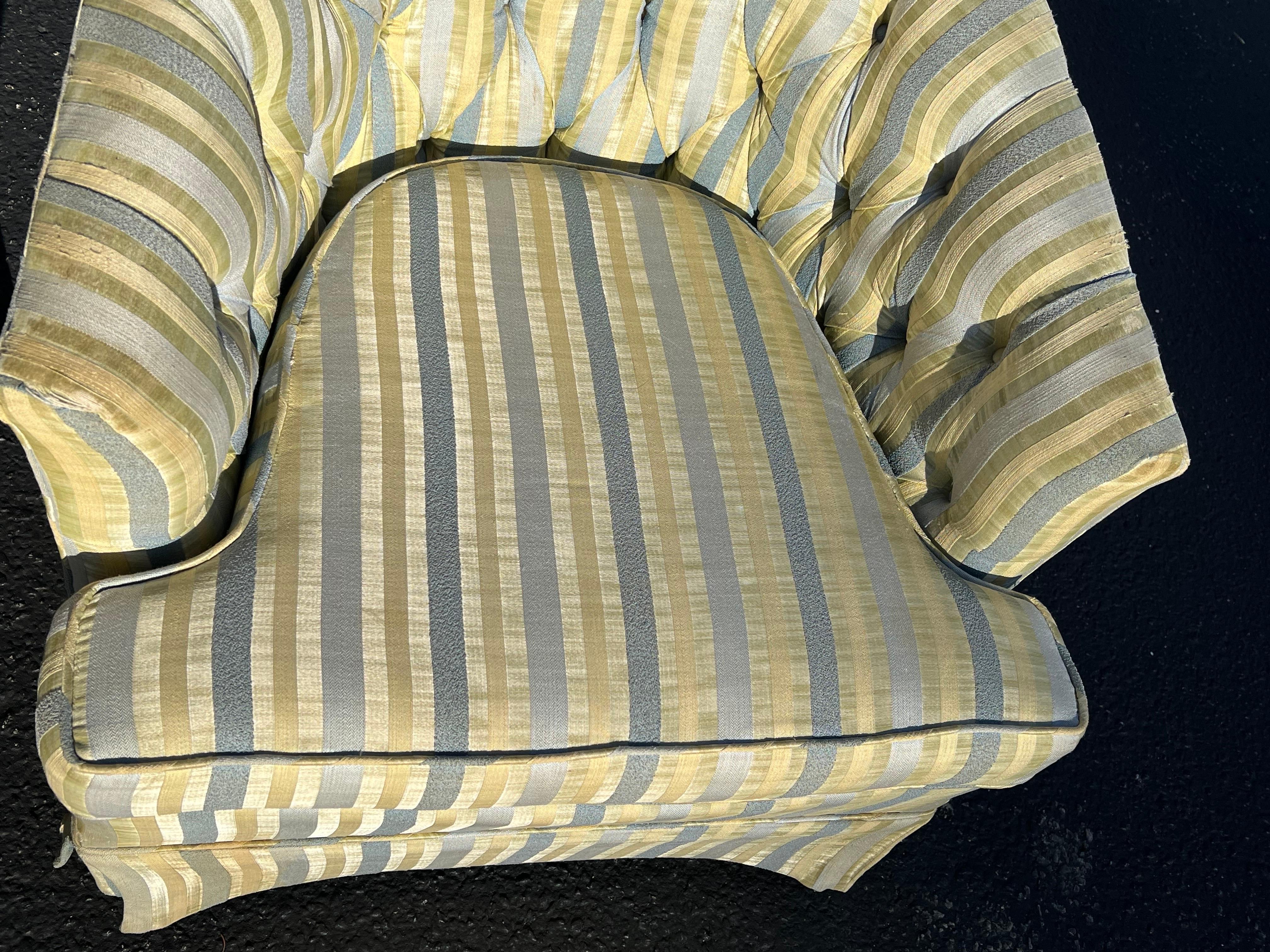 Pair of Striped Cube Club Chairs 8