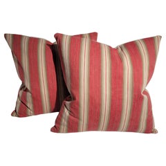 Pareja de almohadas de lino a rayas Ticking