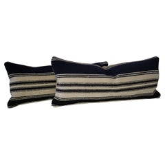 Pair of Striped Mexican Indian Bolster Pillows