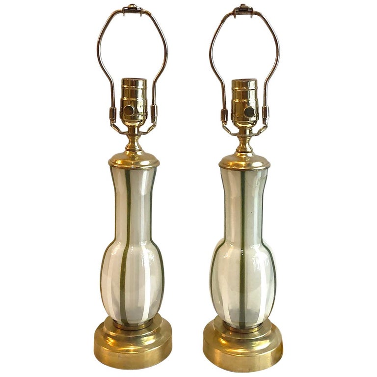 Pair of Striped Murano Glass Lamps For Sale at 1stDibs
