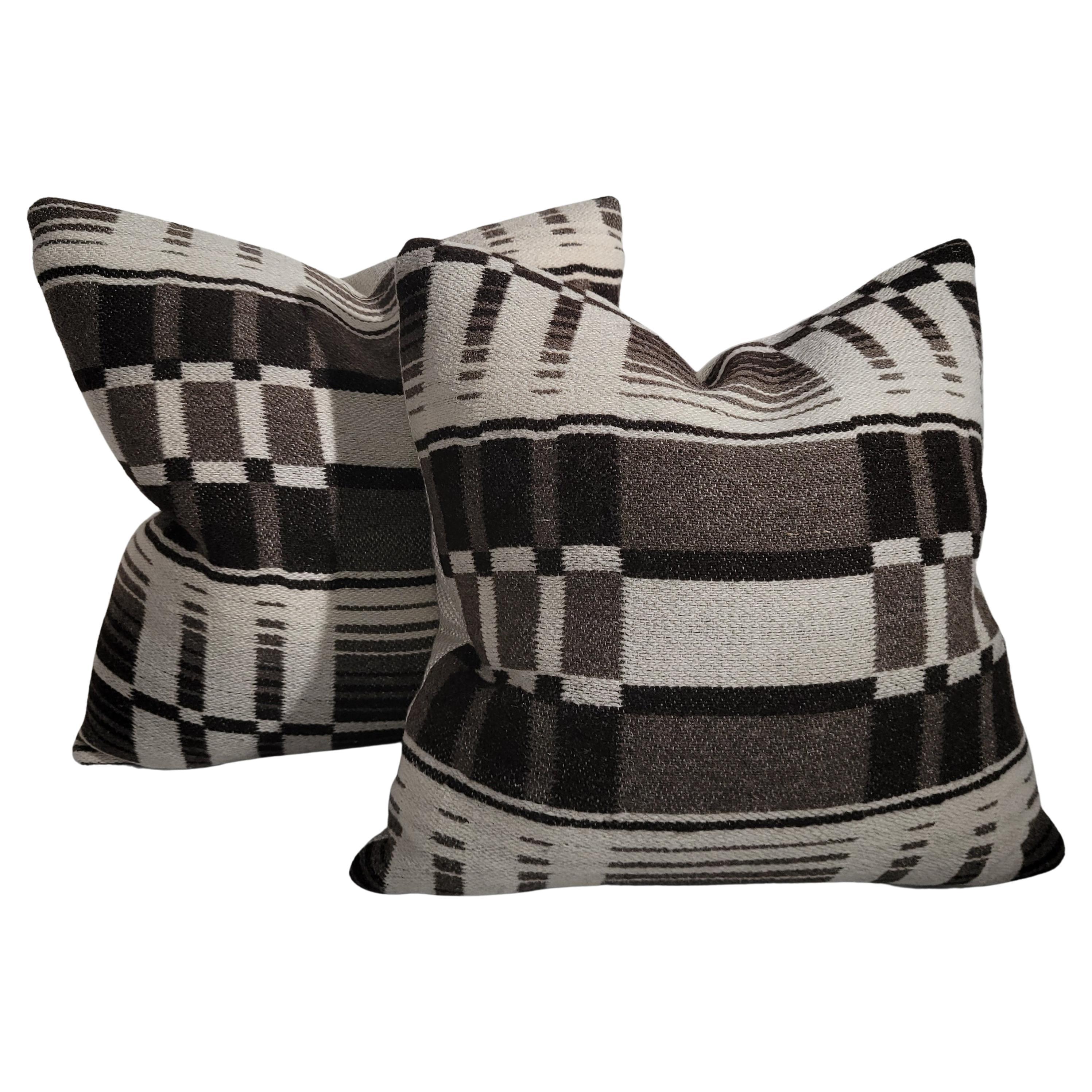 Pair of Striped Wool Plaid Pillows