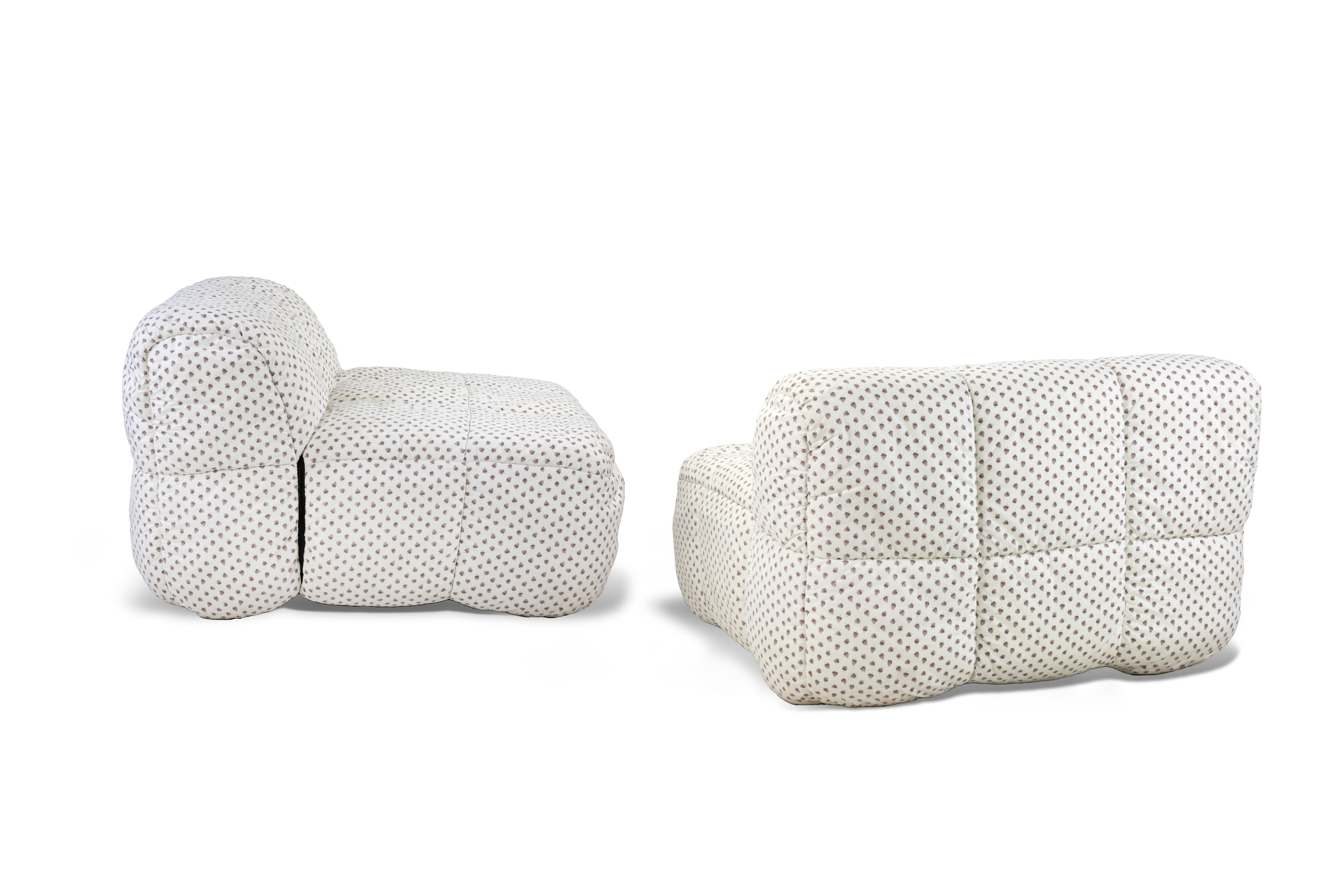 Fabric Pair of Strips Armchairs by Cini Boeri for Arflex, Italy 1979 For Sale