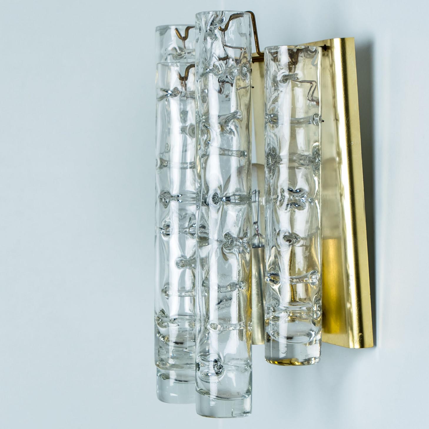 Mid-Century Modern Pair of Structured Tubes Wall Lights by Doria Leuchten, 1960s For Sale