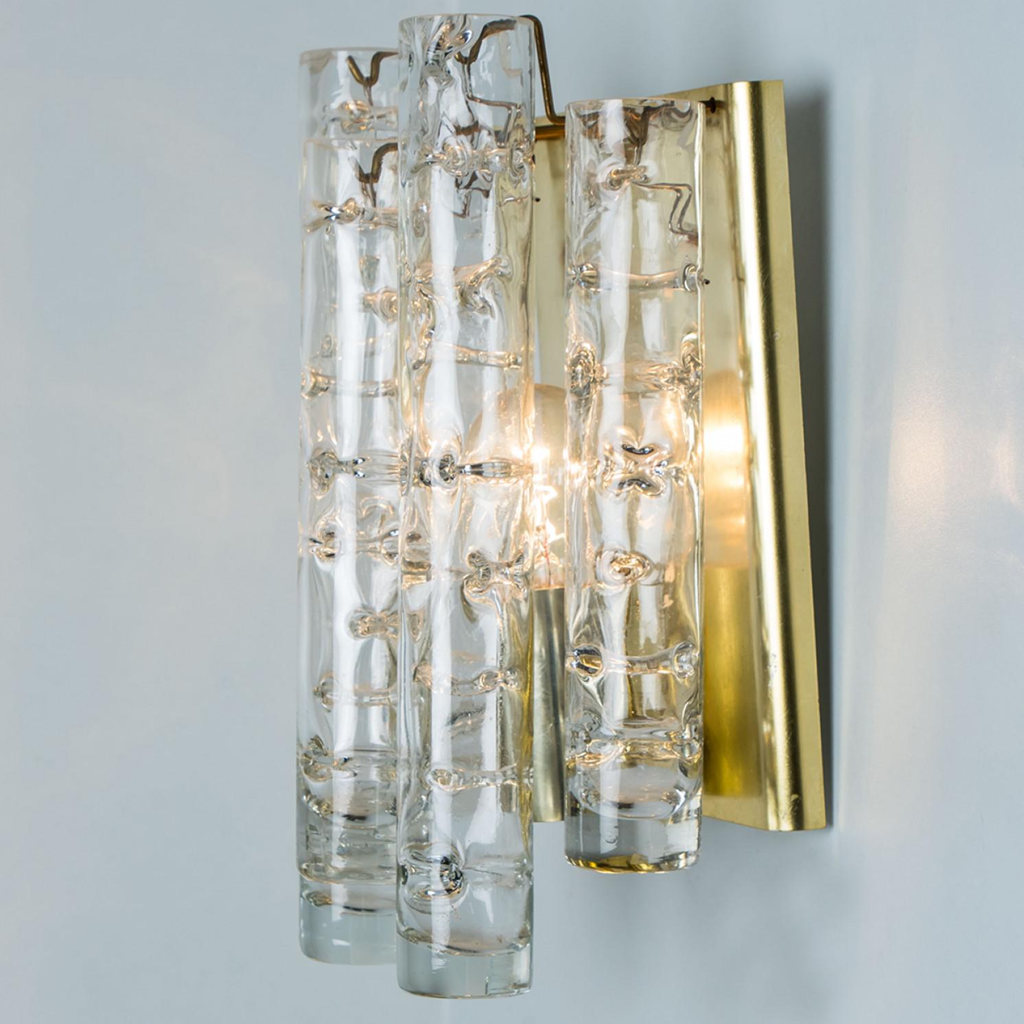 Mid-20th Century Pair of Structured Tubes Wall Lights by Doria Leuchten, 1960s For Sale