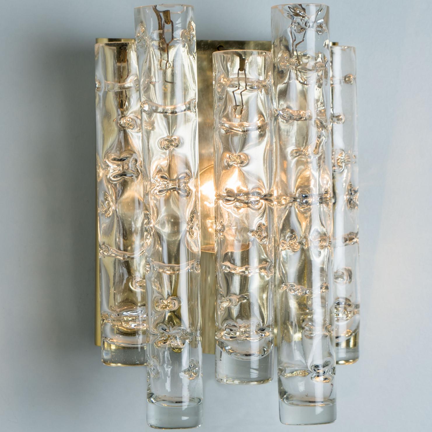 Metal Pair of Structured Tubes Wall Lights by Doria Leuchten, 1960s For Sale