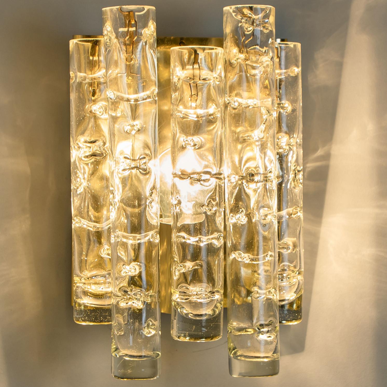 Pair of Structured Tubes Wall Lights by Doria Leuchten, 1960s For Sale 1