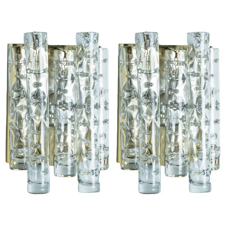 Pair of Structured Tubes Wall Lights by Doria Leuchten, 1960s For Sale