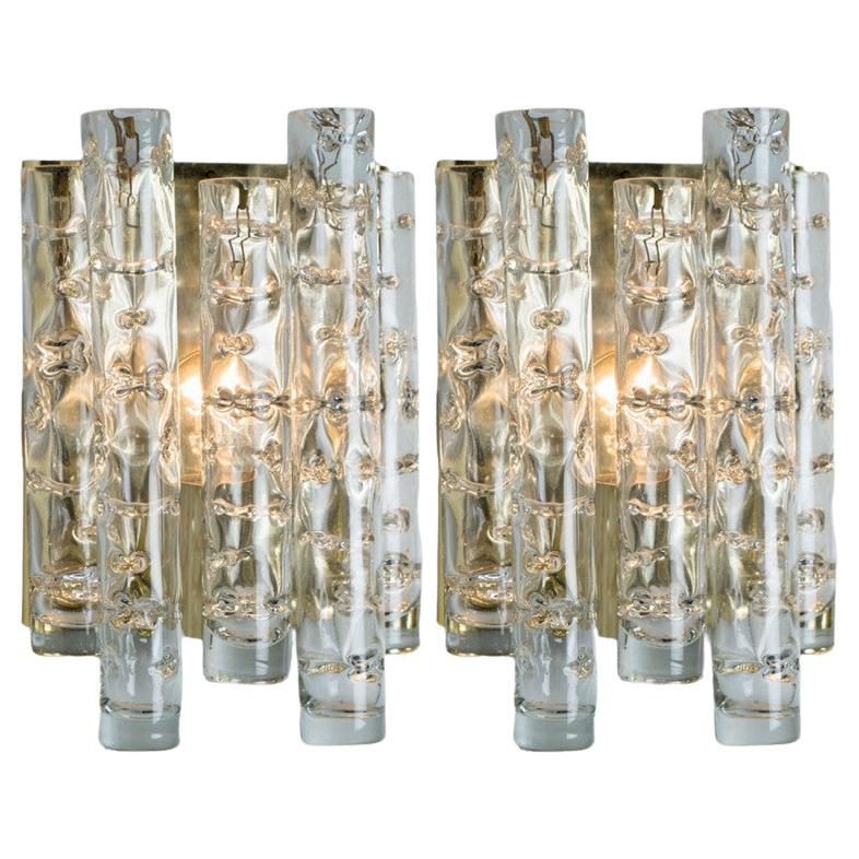 Pair of Structured Tubes Wall Lights by Doria Leuchten, 1960s