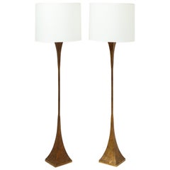 Pair of Stuart Ross James Patinated Bronze Floor Lamps for Hansen, USA, 1960s