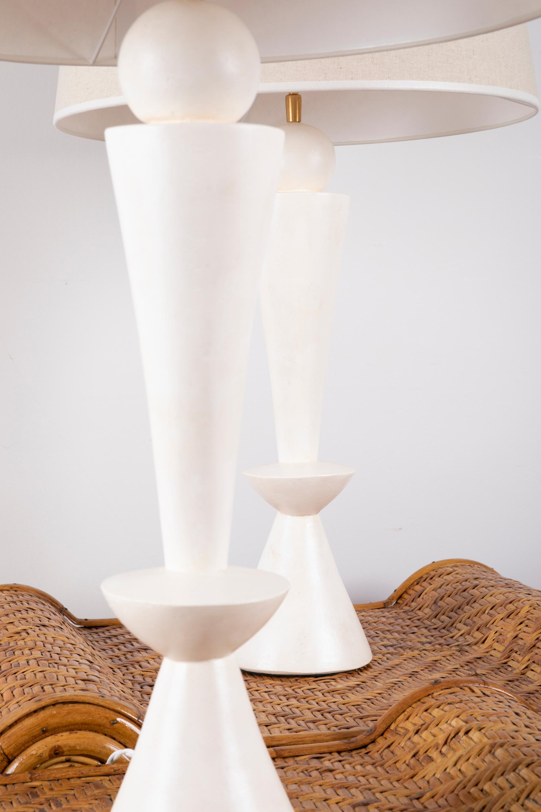 Pair of Stuccoed Plaster Lamps 1