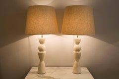 Pair of Stuccoed Plaster Lamps Inspired by Alberto Giacometti