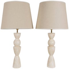 Pair of Stuccoed Plaster Lamps Inspired by Alberto Giacometti