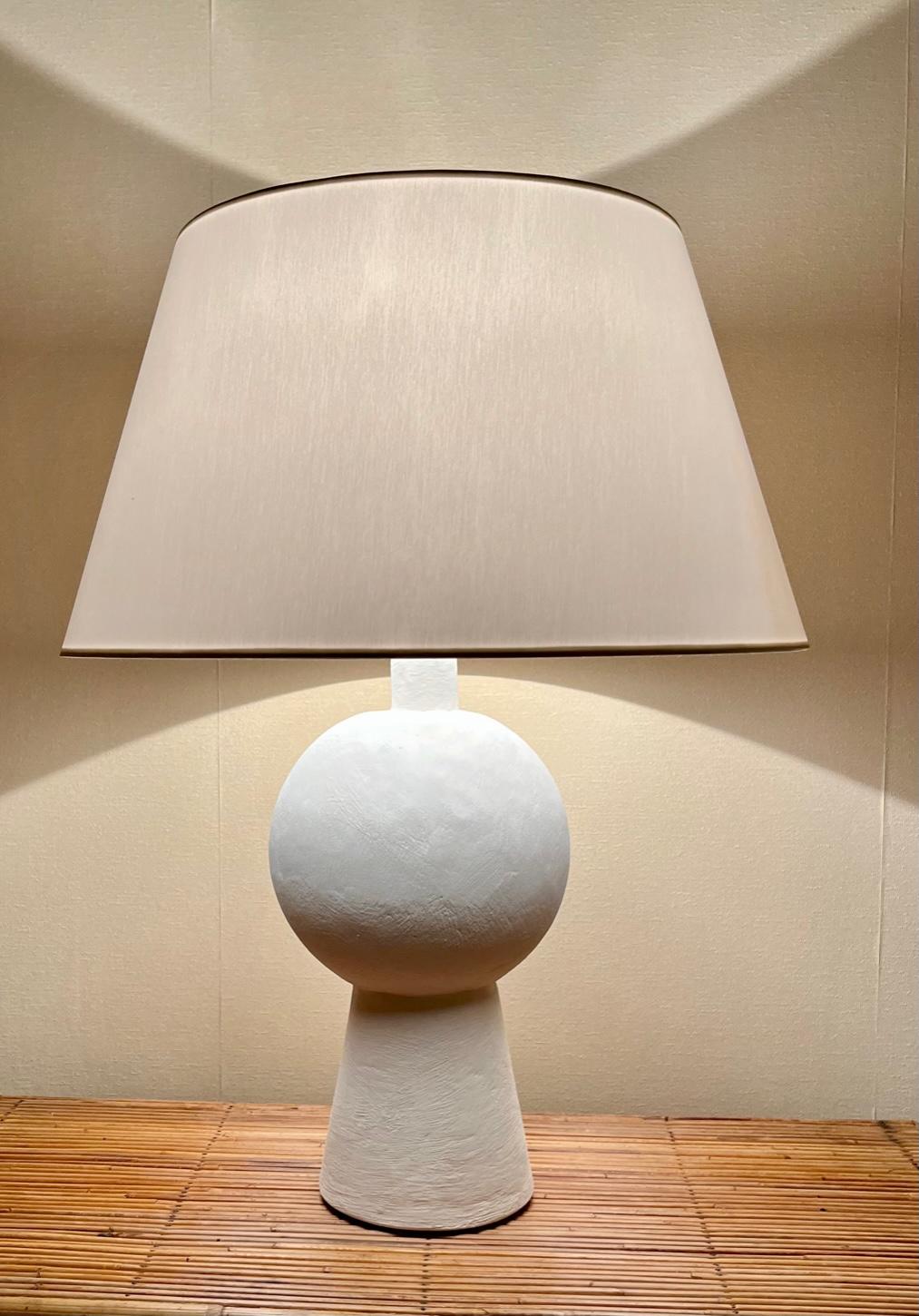 French Pair of Stuccoed Plaster Table Lamps For Sale