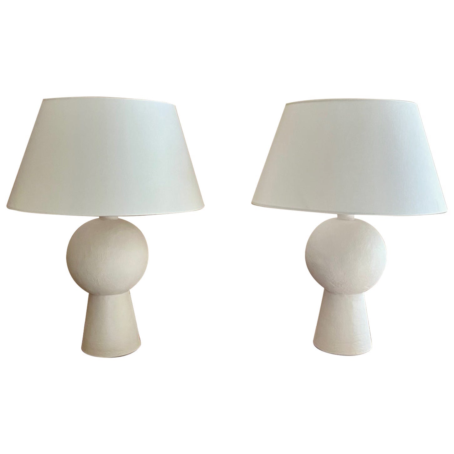 Pair of Stuccoed Plaster Table Lamps For Sale