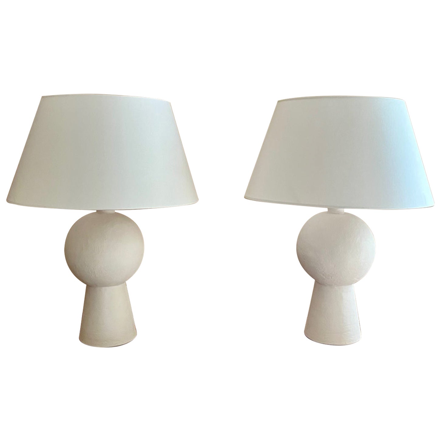 Pair of Stuccoed Plaster Table Lamps For Sale