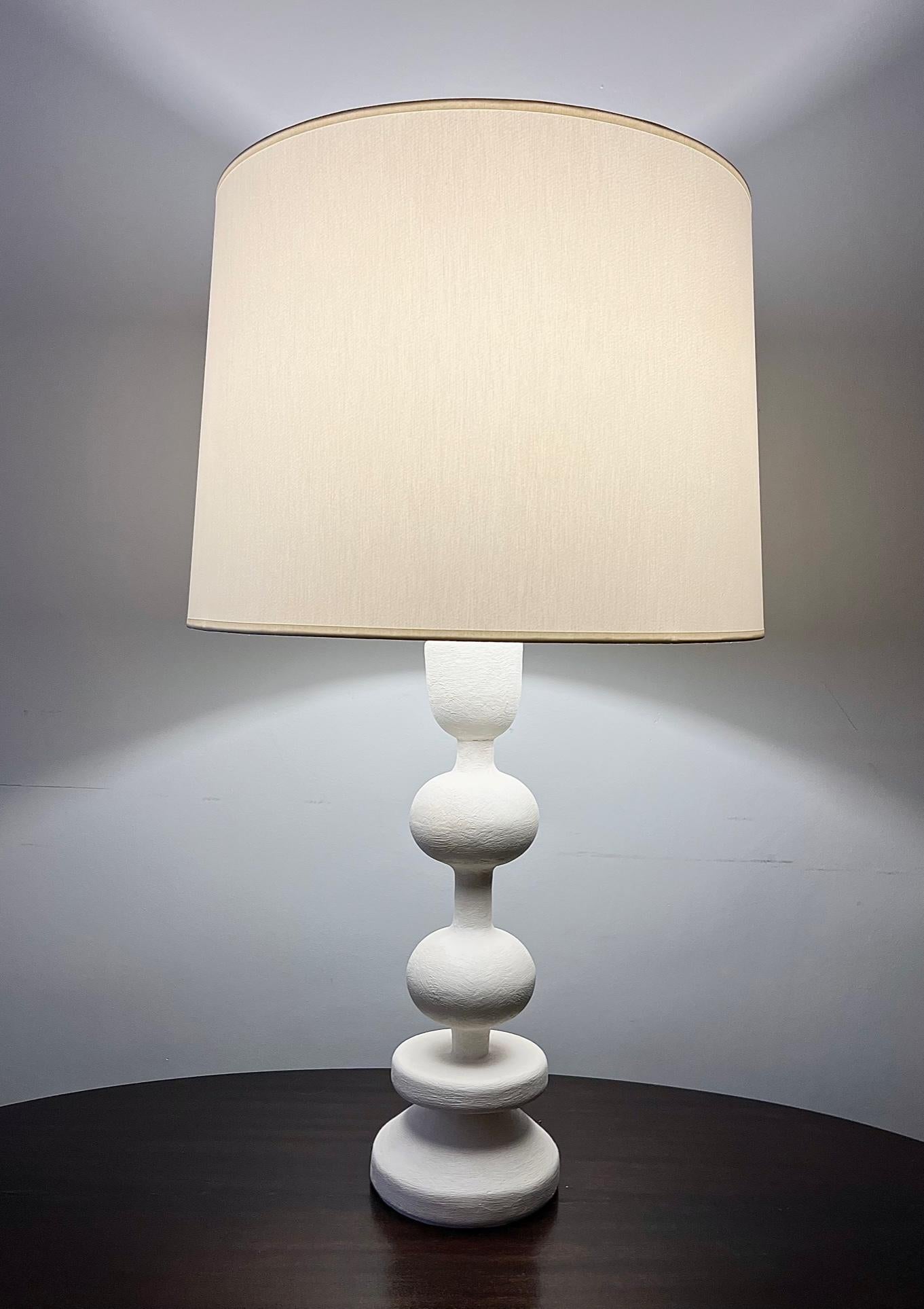 Mid-Century Modern Pair of Stuccoed Plaster Table Lamps, Model 