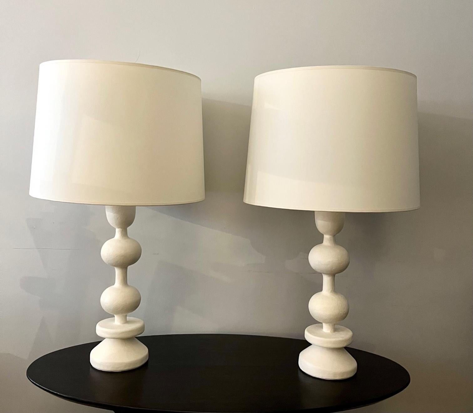 Pair of Stuccoed Plaster Table Lamps, Model 