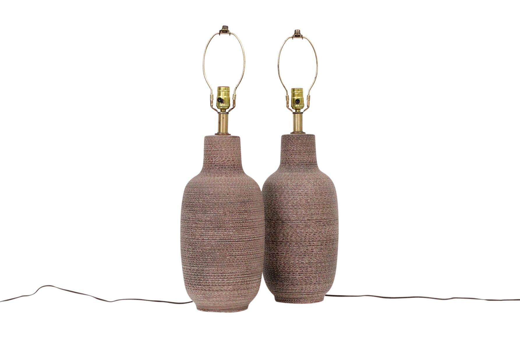 Pair of Studded Ceramic Table Lamps by Design Technics 4