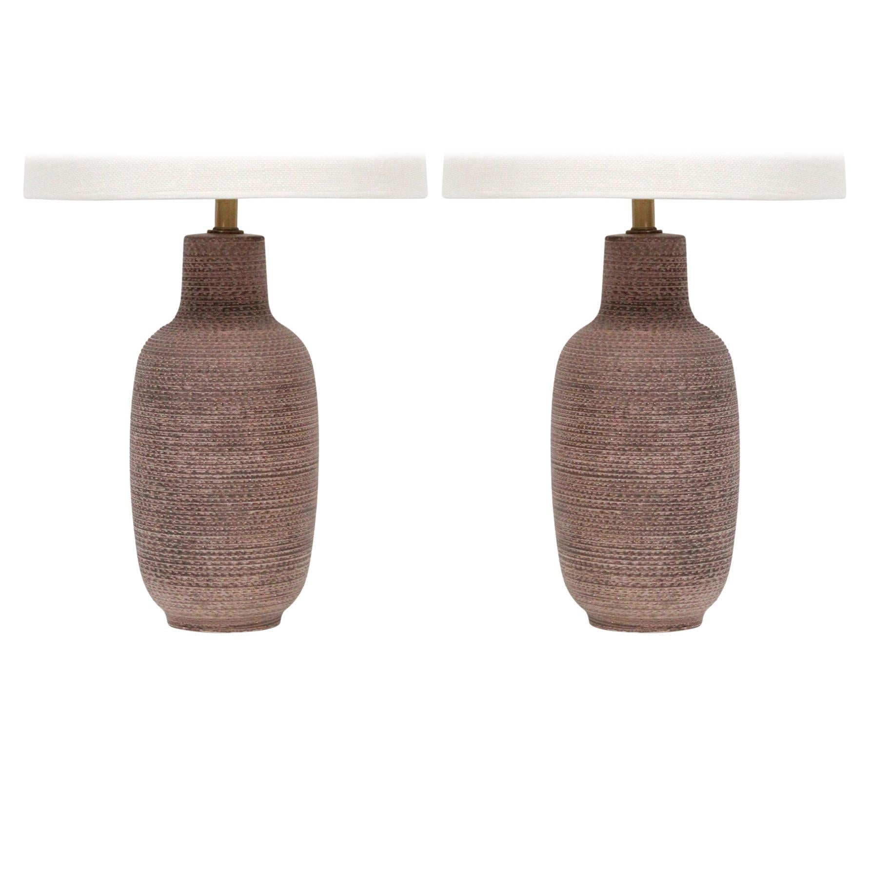 Pair of Studded Ceramic Table Lamps by Design Technics