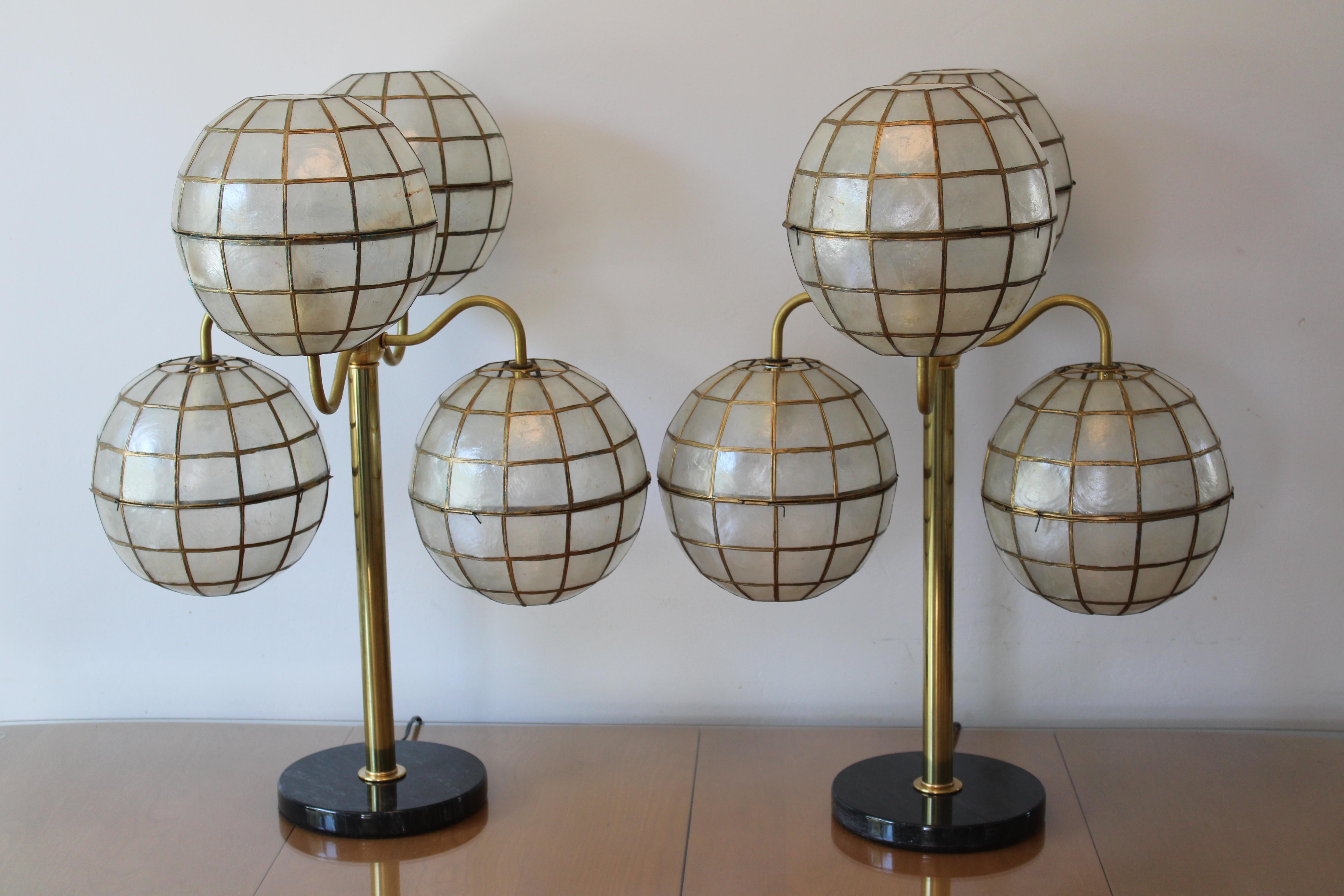 American Pair of Studio Capiz Shell Lamps