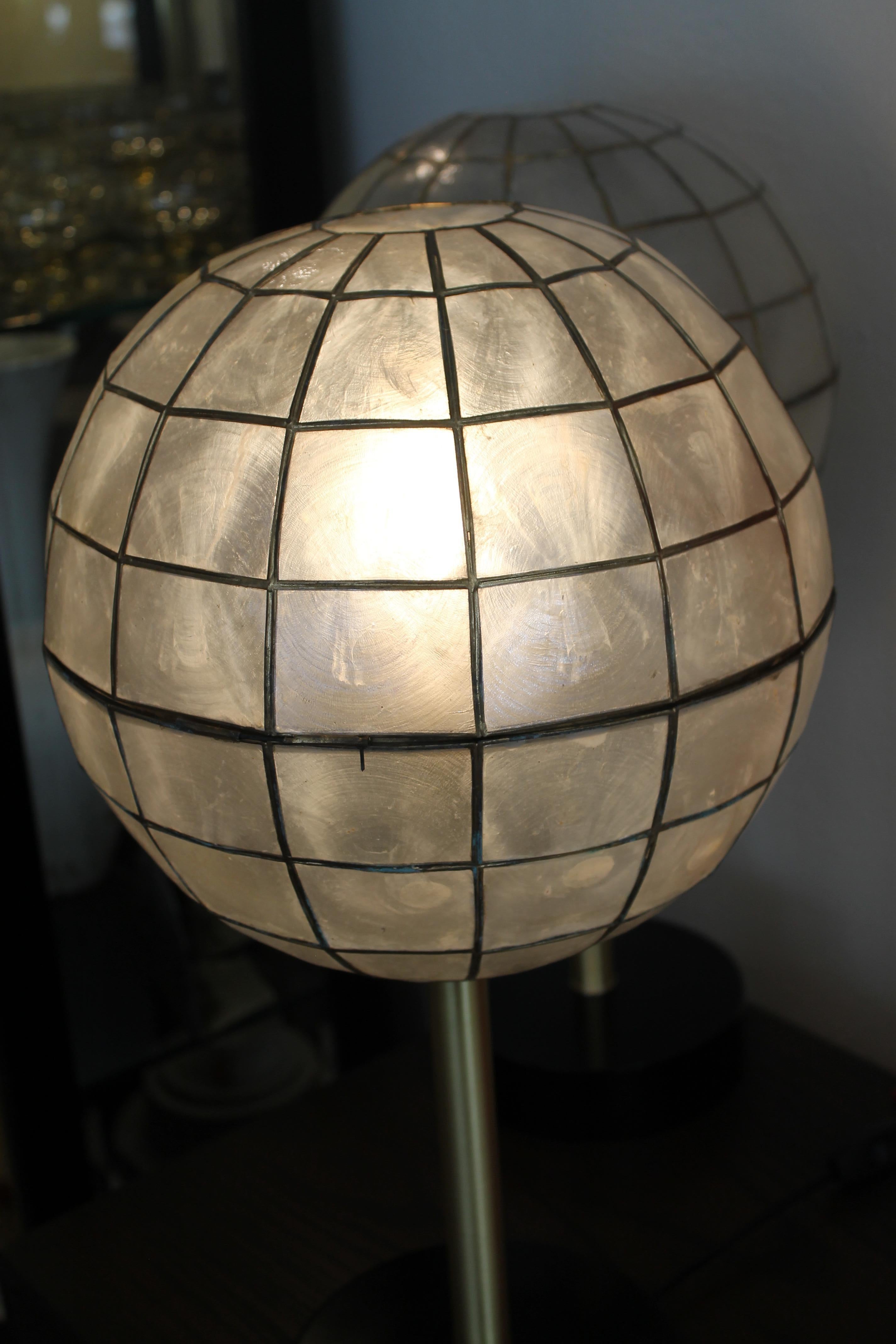 Pair of Studio Capiz Shell Lamps In Good Condition In Palm Springs, CA