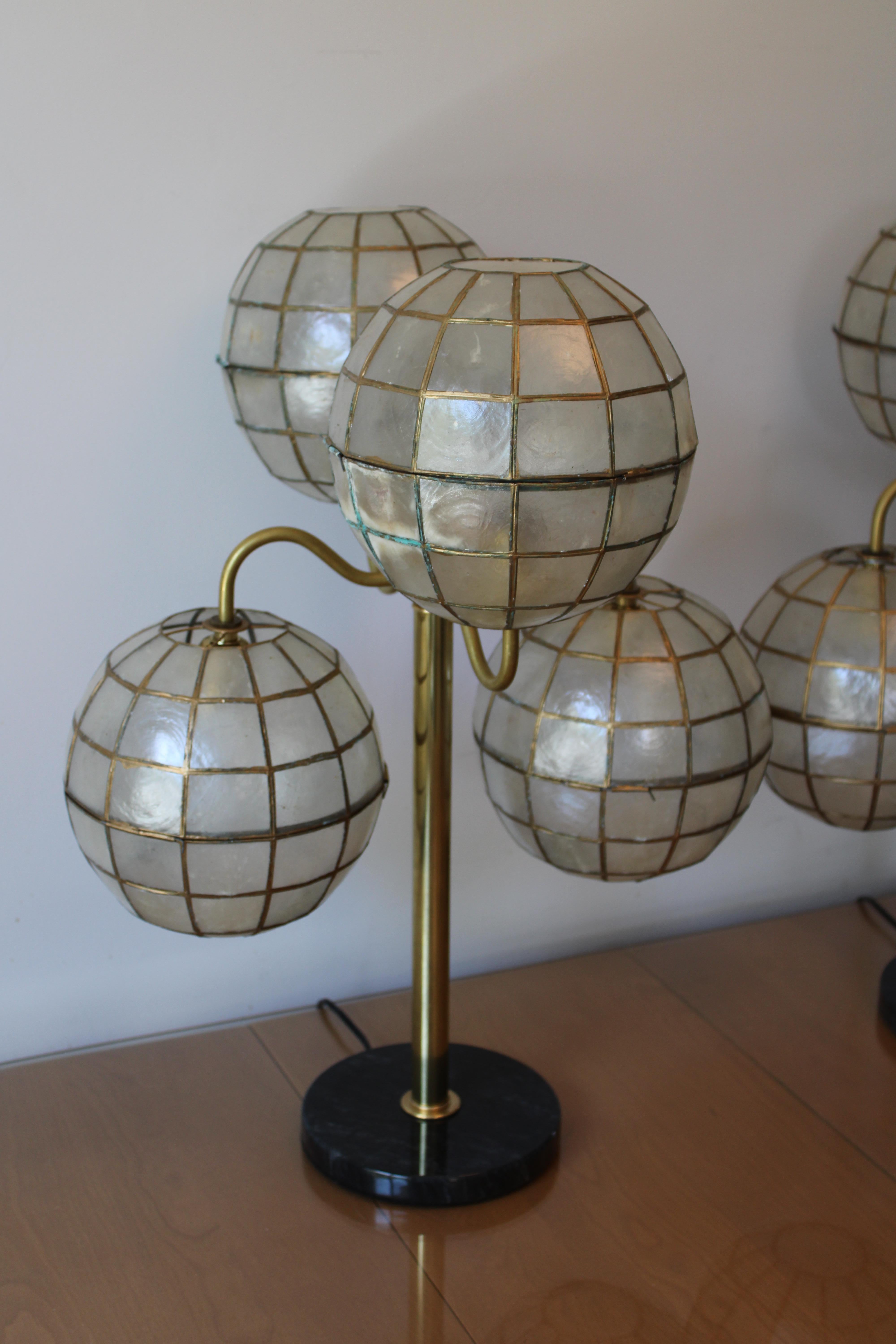 Pair of Studio Capiz Shell Lamps 1