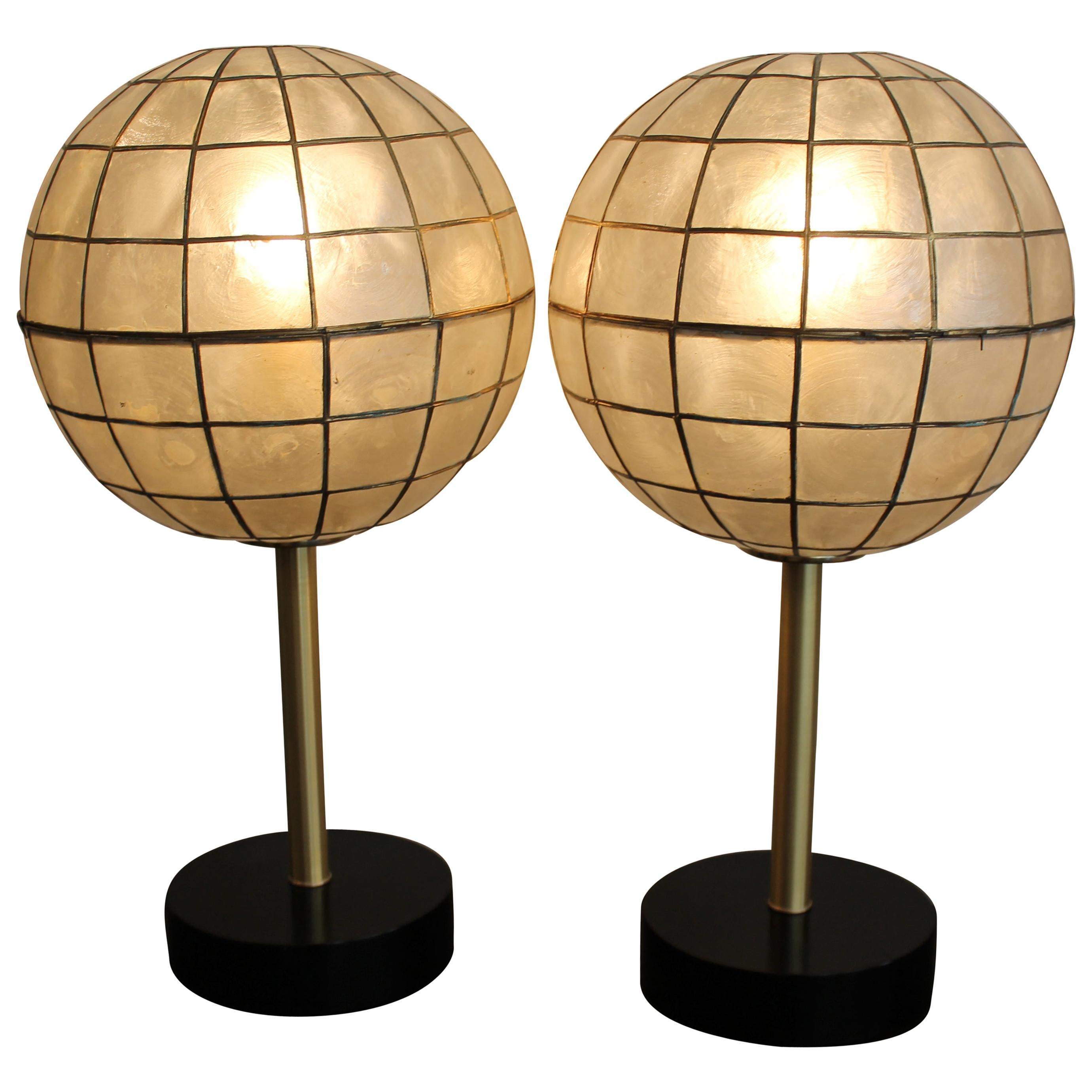 Pair of Studio Capiz Shell Lamps