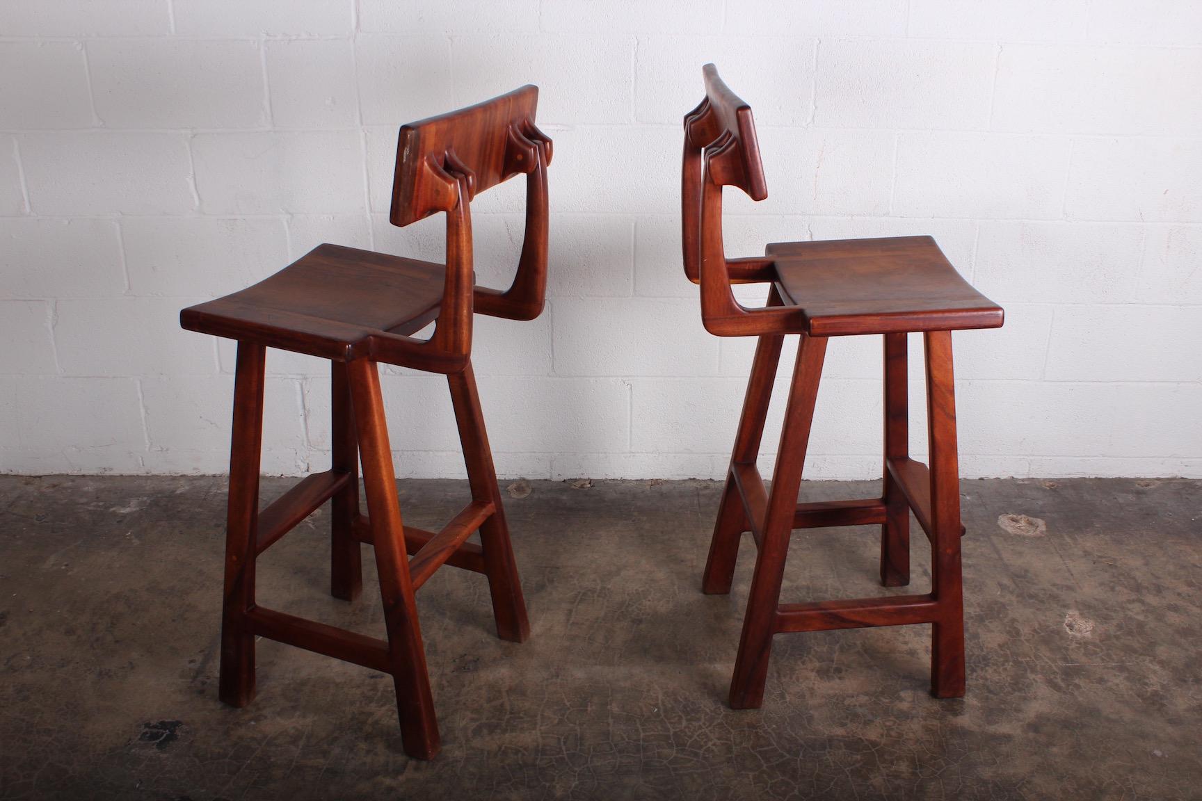 Late 20th Century Pair of Studio Craft Barstools by Robert and Joanne Herzog For Sale