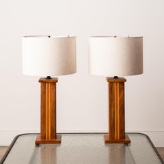Pair of Studio Craft Lamps in Mixed Woods