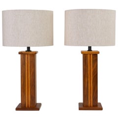 Pair of Studio Craft Lamps in Mixed Woods