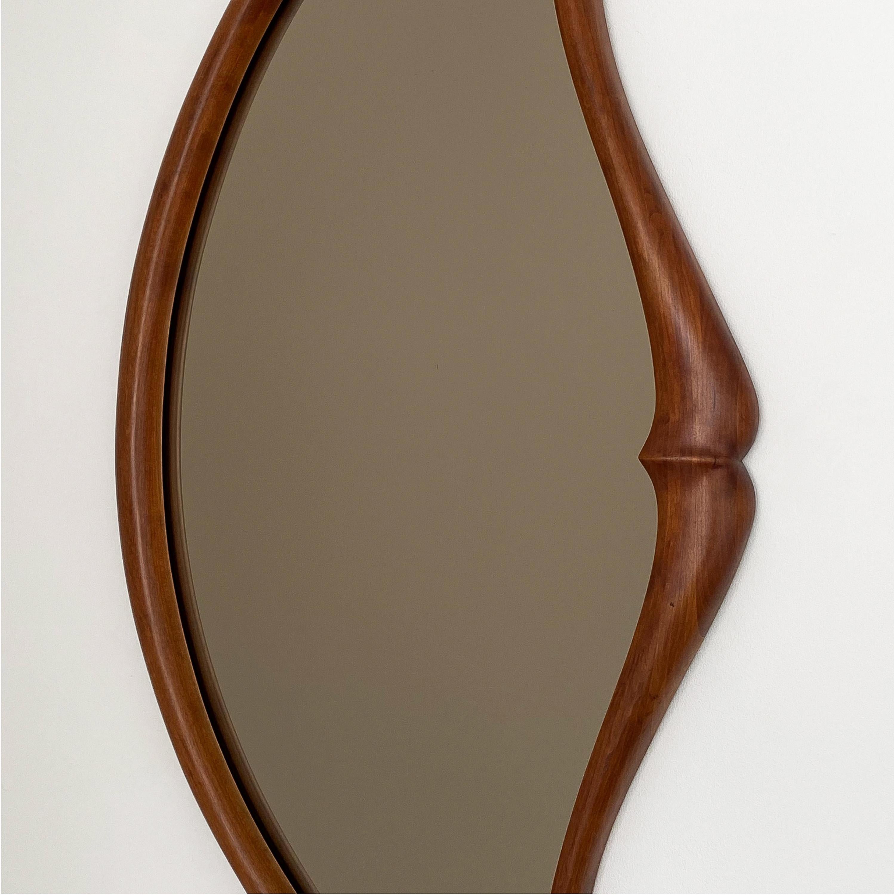 Pair of Studio Craft Movement Carved Sculptural Walnut Wall Mirrors, Mark Levin For Sale 6