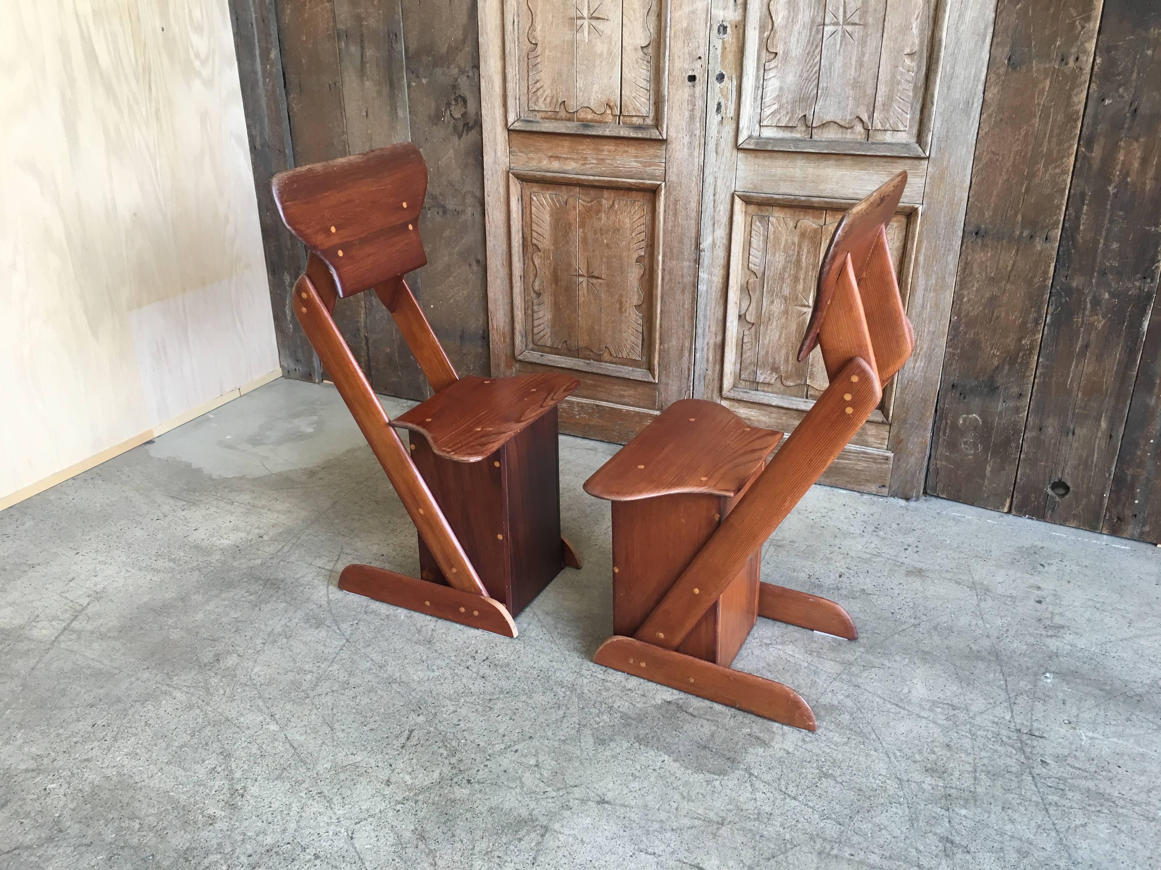 Pair of Studio Crafted Alpine Modernist Chairs In Good Condition In Denton, TX