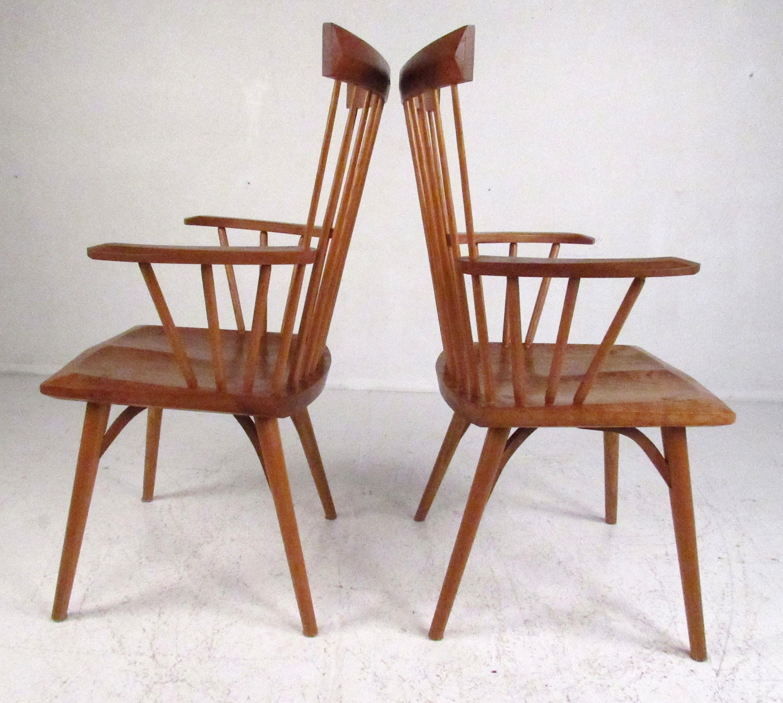 American Classical Pair of Studio Made Windsor High Back Chairs For Sale