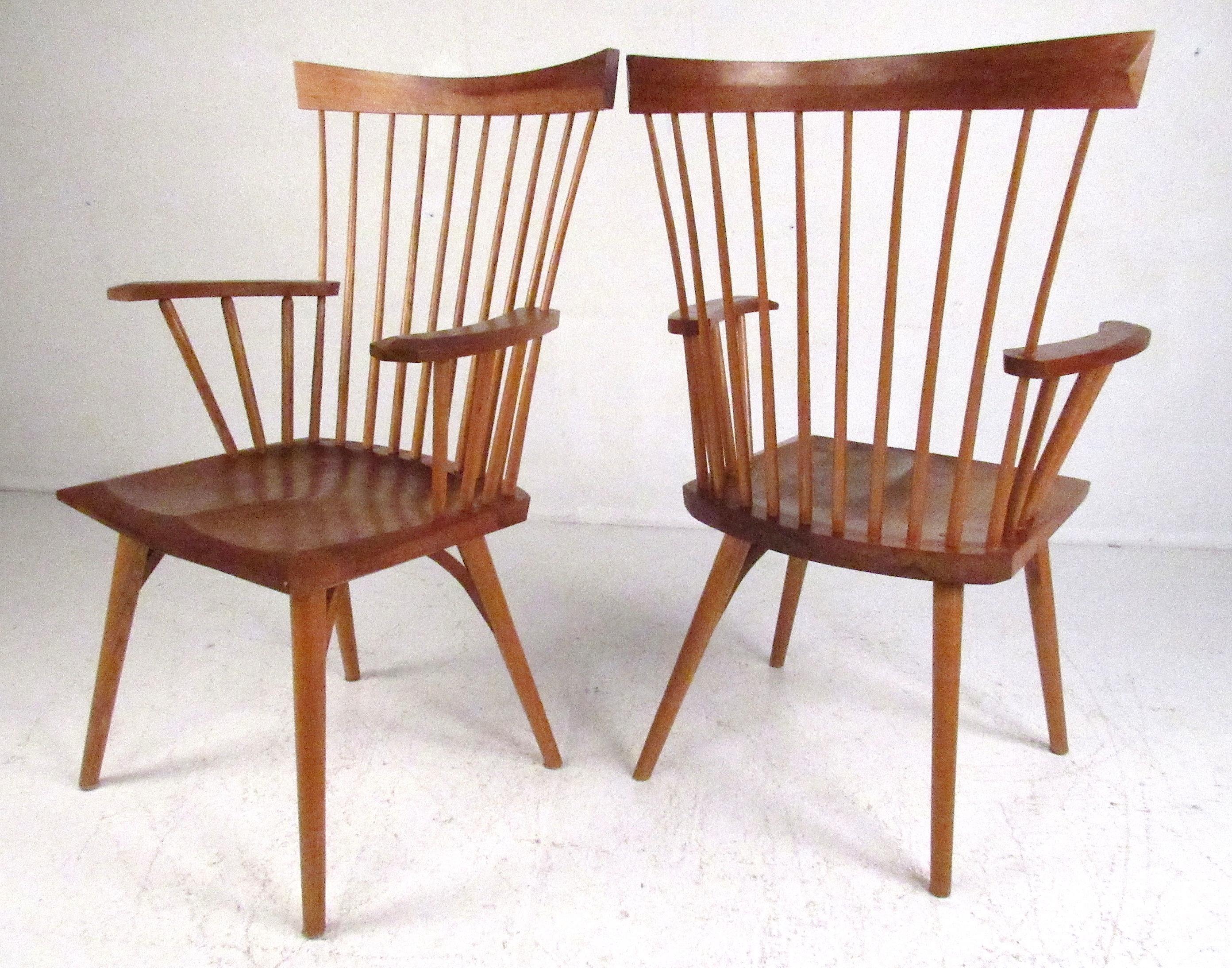 American Pair of Studio Made Windsor High Back Chairs For Sale