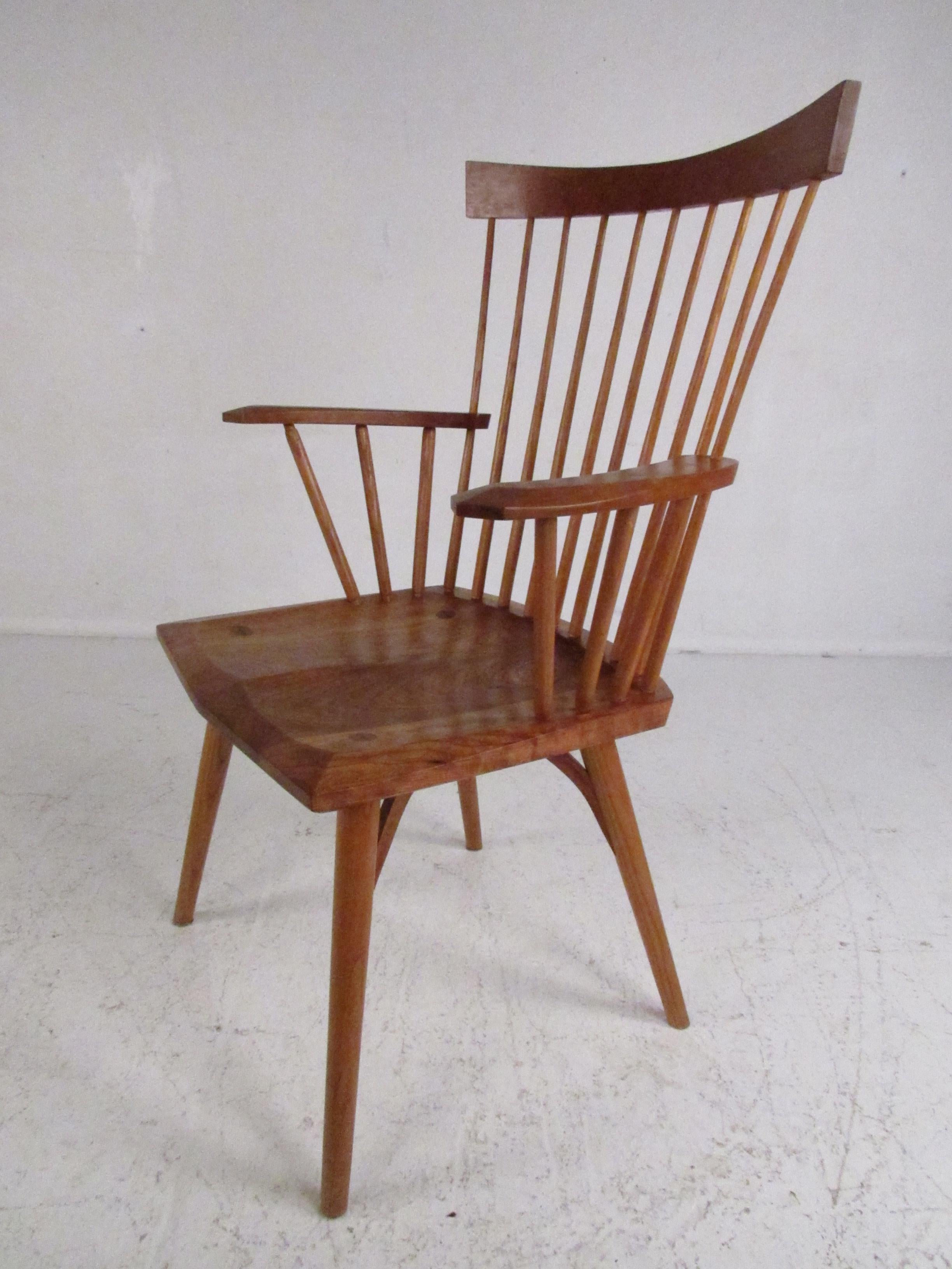 Late 20th Century Pair of Studio Made Windsor High Back Chairs For Sale