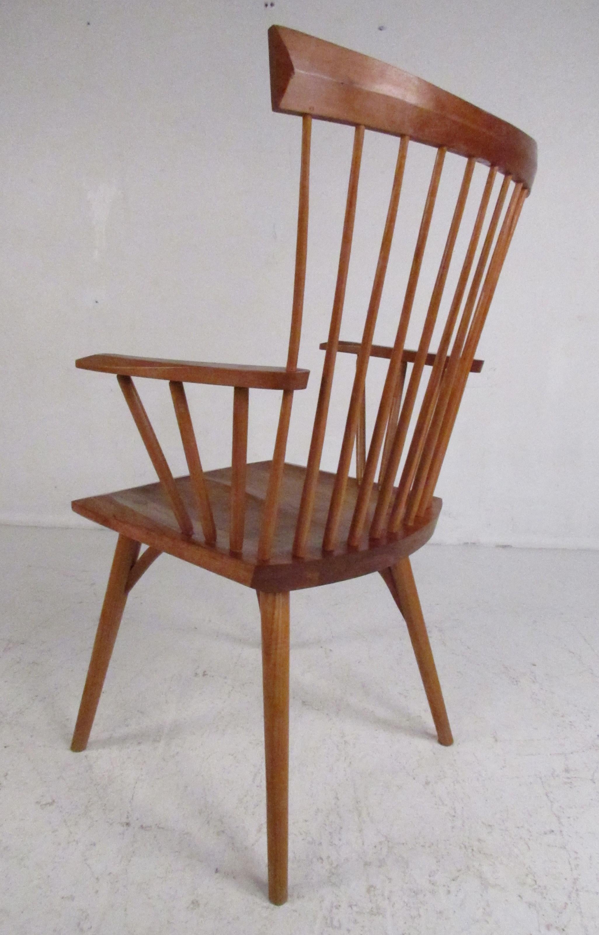 Wood Pair of Studio Made Windsor High Back Chairs