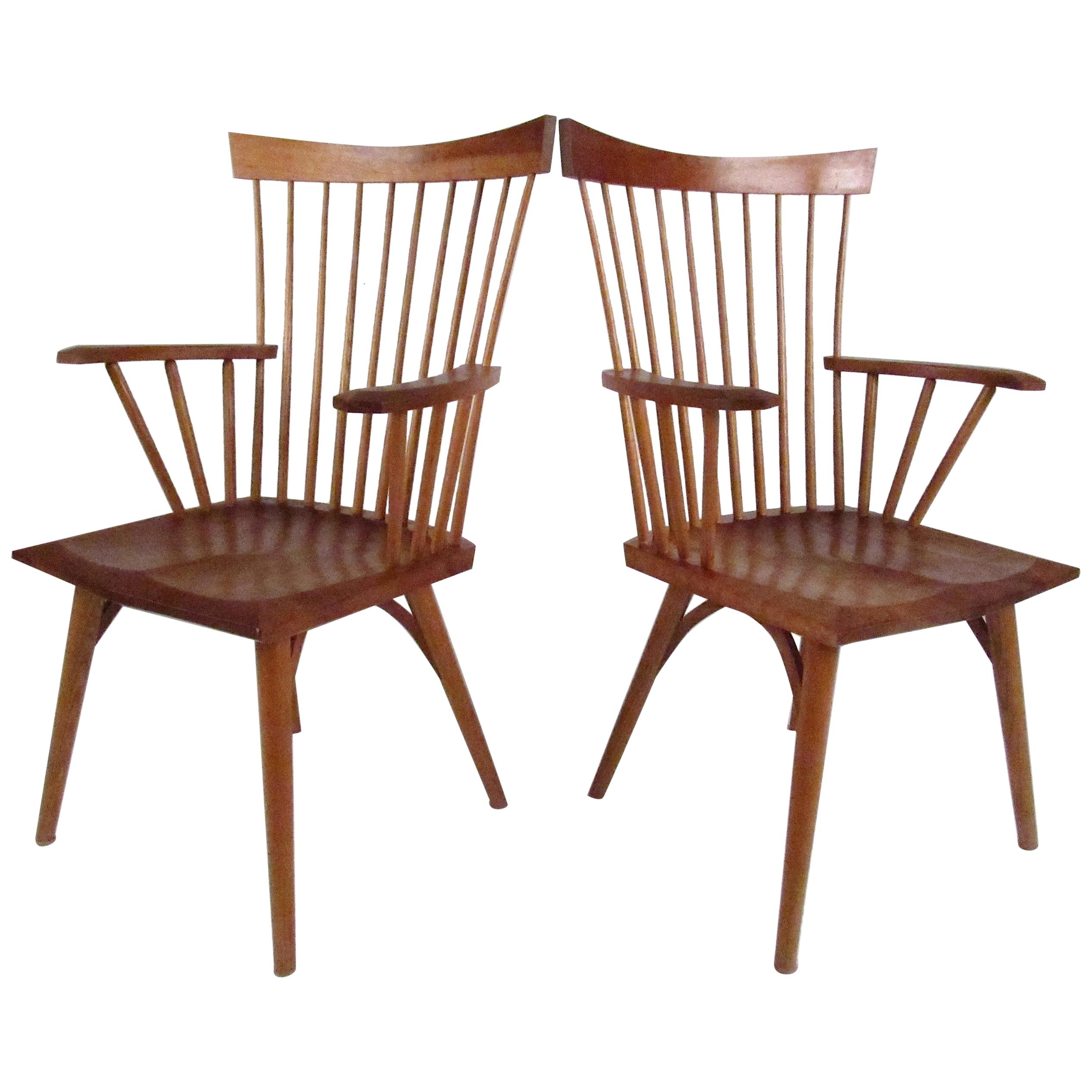 Pair of Studio Made Windsor High Back Chairs For Sale